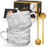 Vintage Glass Coffee Mugs Set of 2, 14 Ounces